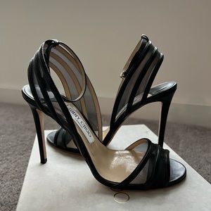 Jimmy Choo Betty Illusion Sandal 100 in Black Size 8